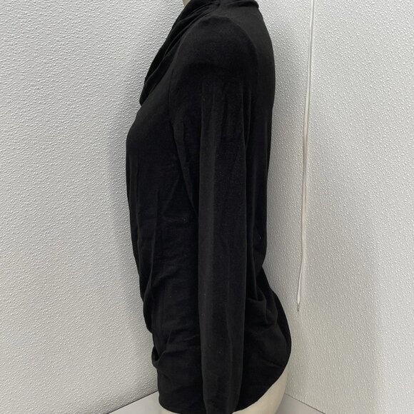 NEW ENZA COSTA Lurex Jersey Slash Top Black Size XL Long Sleeve Sparkle Knit - Picture 4 of 6